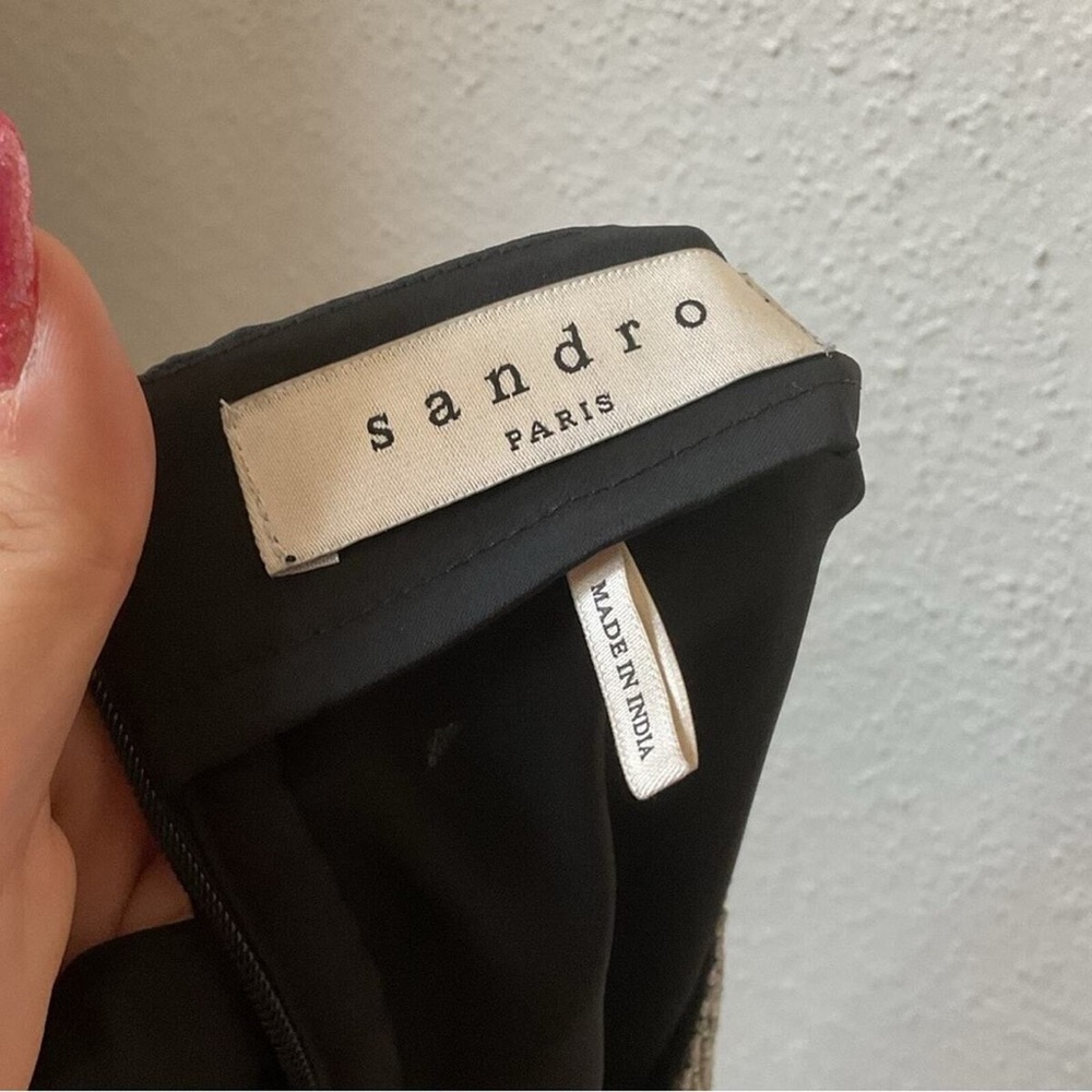 Black sandro long sleeves silver sparkly shirt/blouse